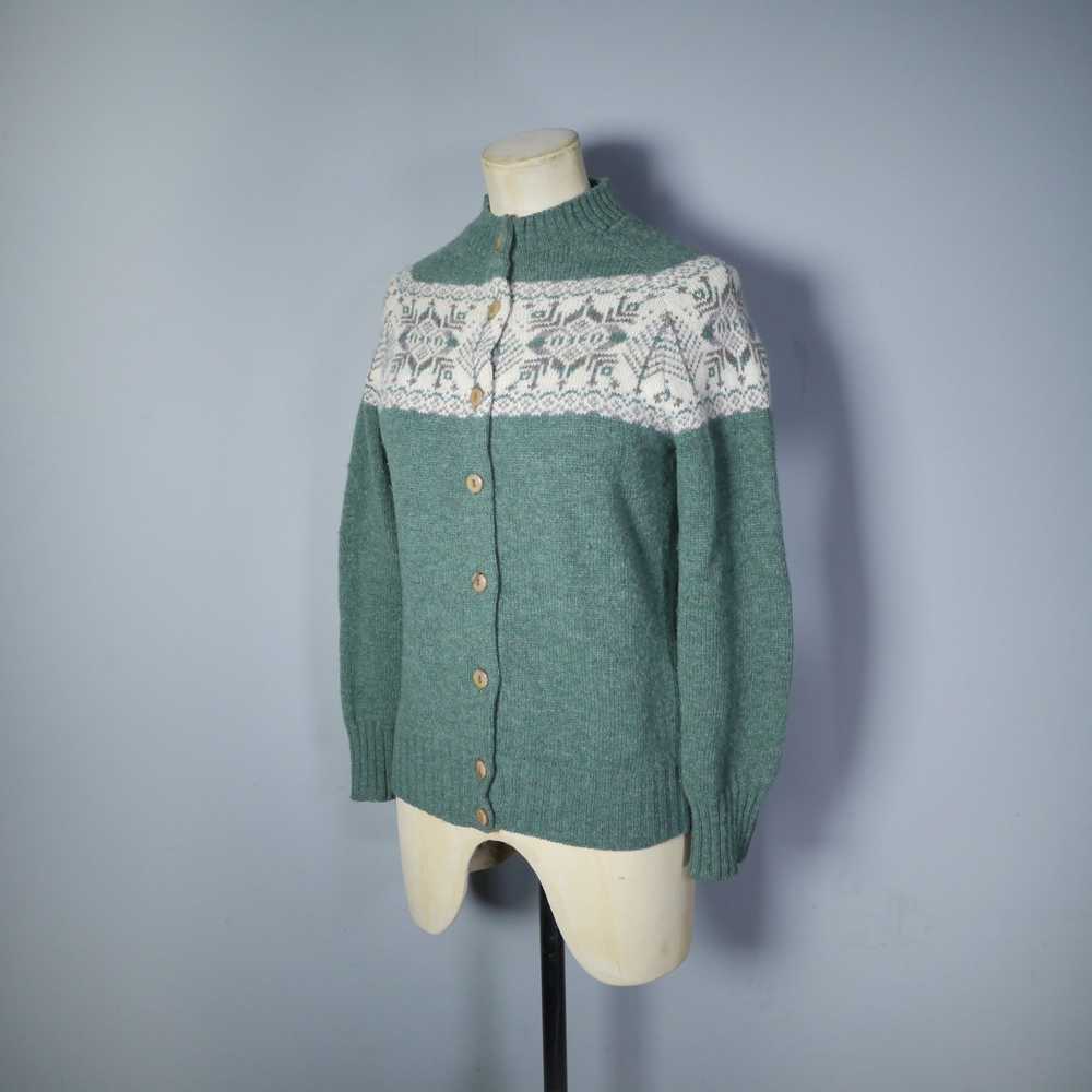 FOREST GREEN FAIRISLE SCOTTISH WOOL CARDIGAN BY P… - image 5