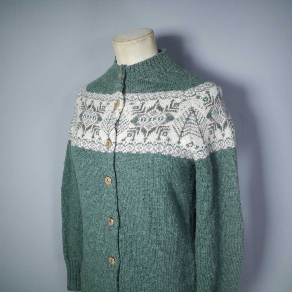 FOREST GREEN FAIRISLE SCOTTISH WOOL CARDIGAN BY P… - image 6