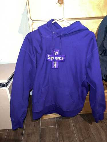 Supreme Cross Box Logo Hooded Sweatshirt 'Purple' | Men's Size XL