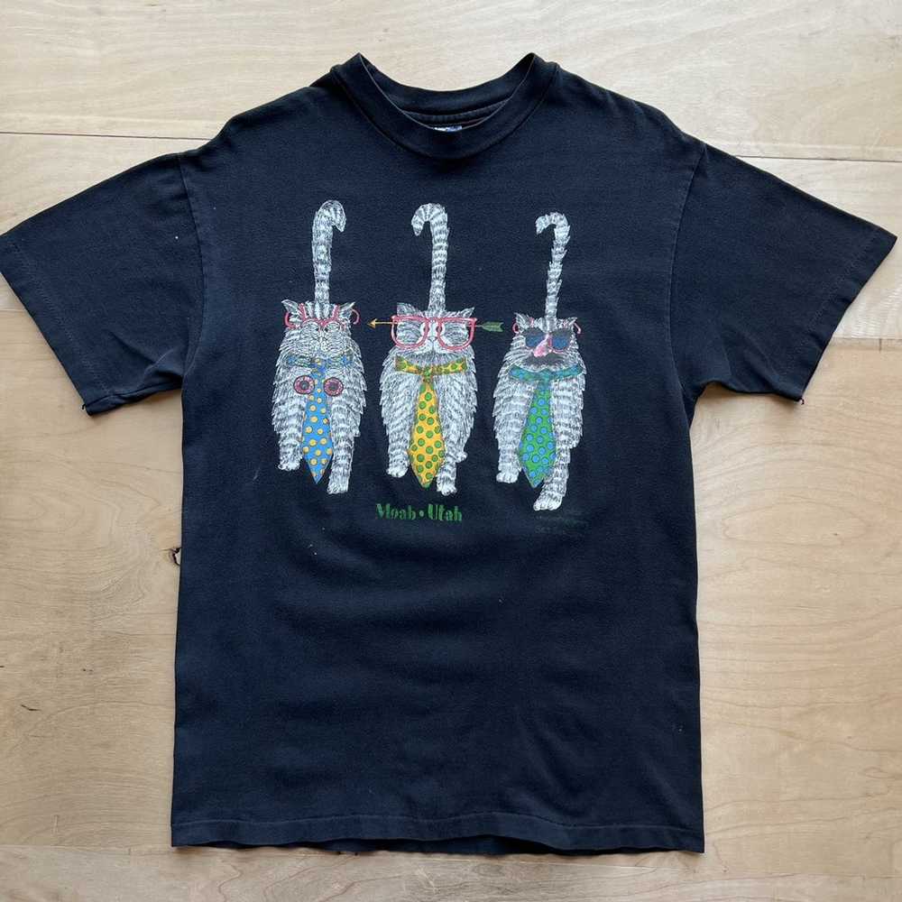 Art × Vintage Vintage Cat All Over Print Shirt Bl… - image 1