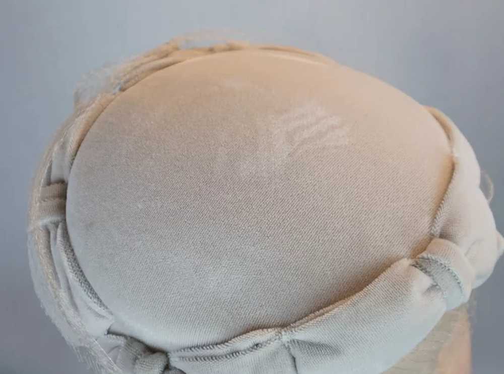 60s Beige Velour Veiled Calot Hat by Louise - image 5