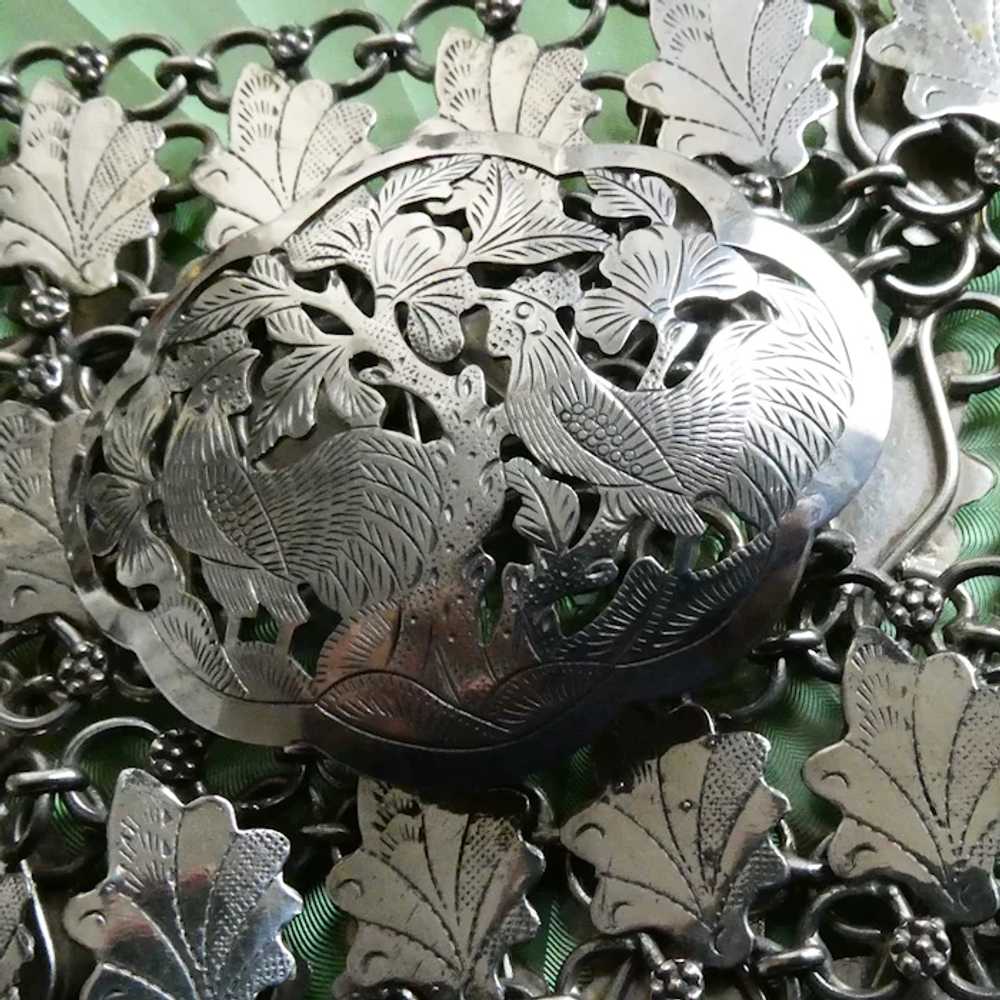 Antique French Rooster Belt c1900 Art Nouveau Lad… - image 2