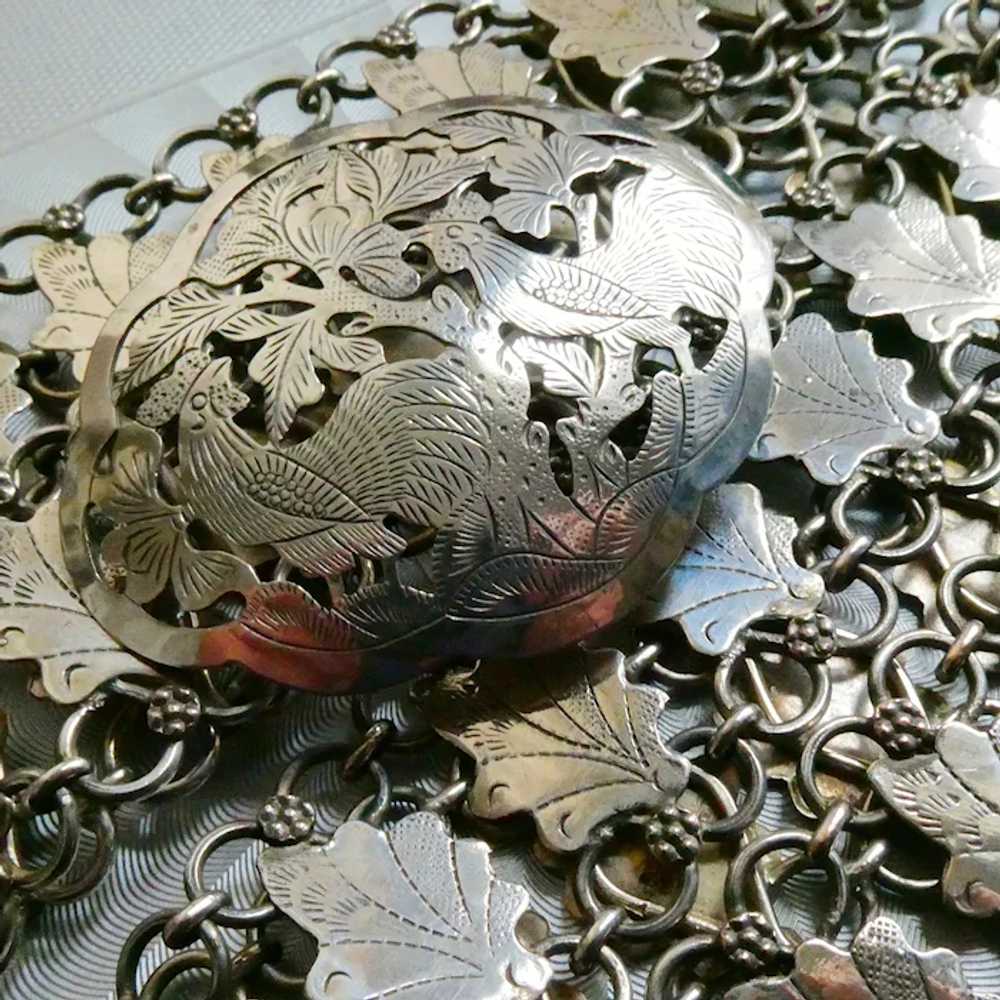 Antique French Rooster Belt c1900 Art Nouveau Lad… - image 5