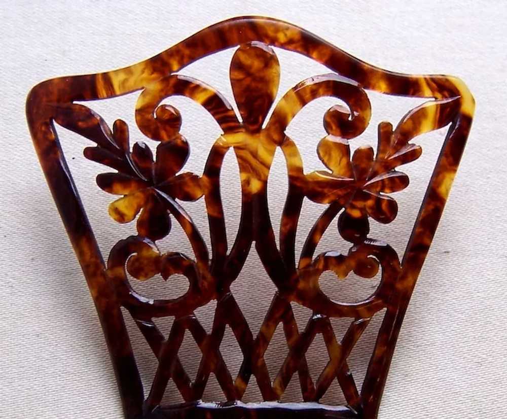 Late Victorian hair comb faux shell effect with f… - image 7