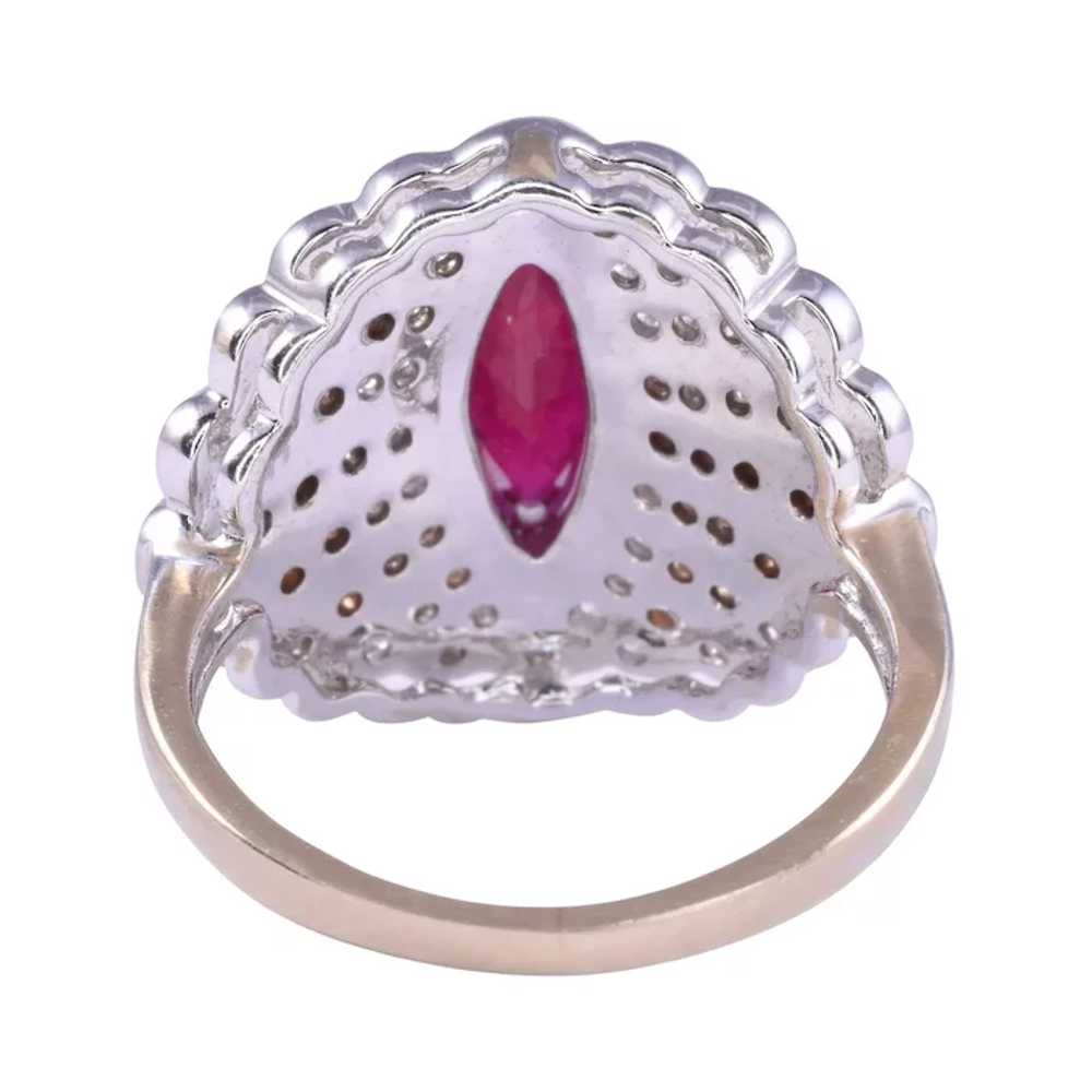 Marquise Ruby & Diamond 18KW Cocktail Ring - image 3