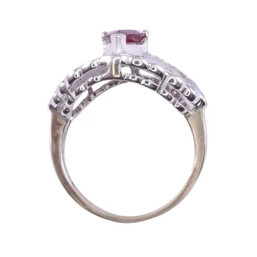 Marquise Ruby & Diamond 18KW Cocktail Ring - image 5