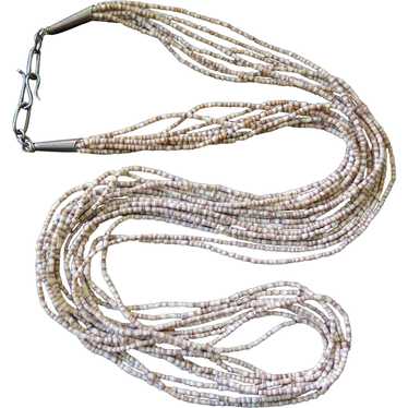 Vintage Southwestern Double Strand Necklace Turquoise Chunks Shell Heishi  Beads