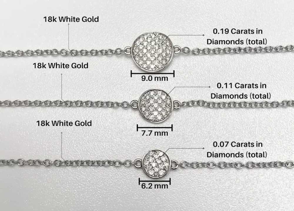 18k White Gold Round Diamond Cluster Disc Bracele… - image 3