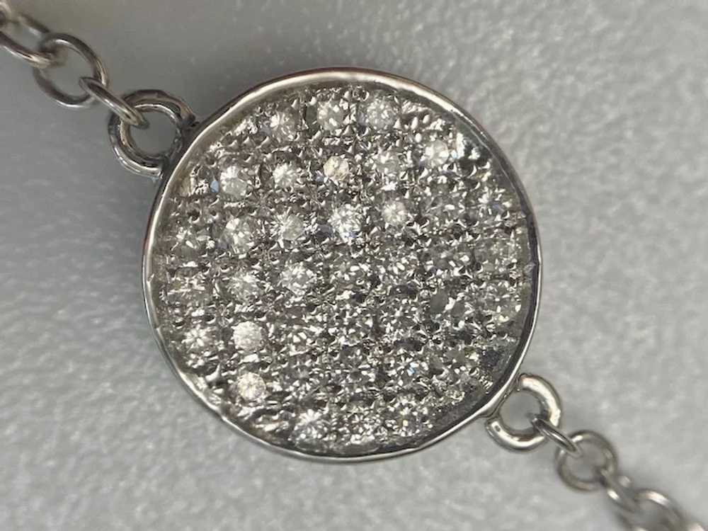 18k White Gold Round Diamond Cluster Disc Bracele… - image 7