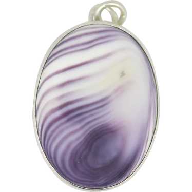 Sterling Silver Oval Purple/White Stone Pendant