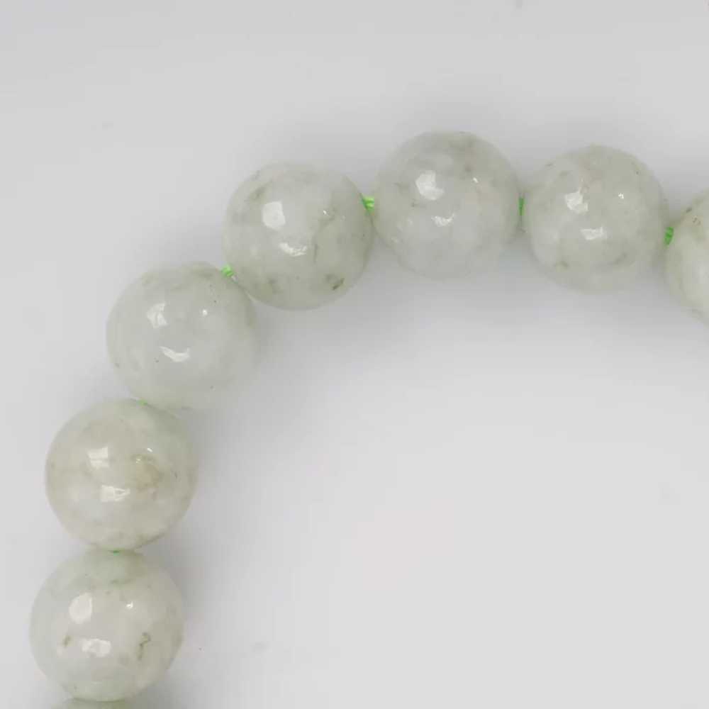 Chinese Pale Green Nephrite Jade Bead Strand Part… - image 4