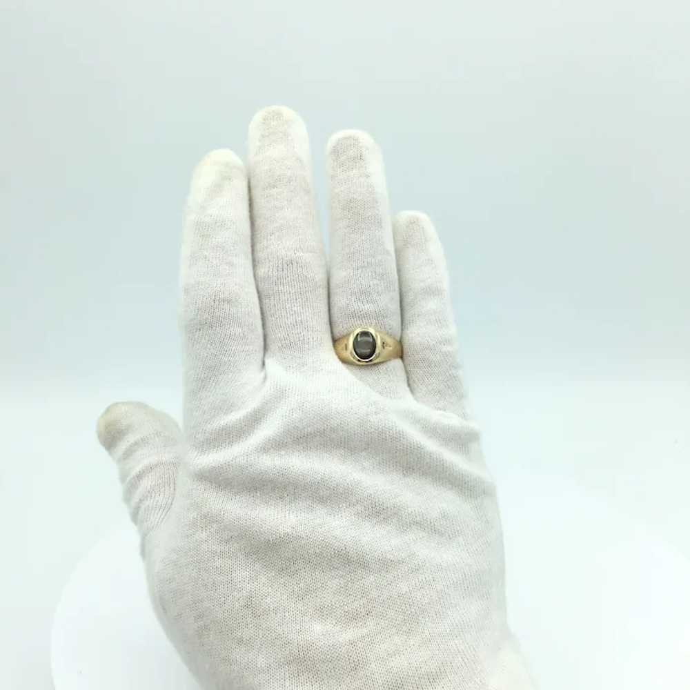 14K Men's Star Sapphire & Diamond Ring - image 4