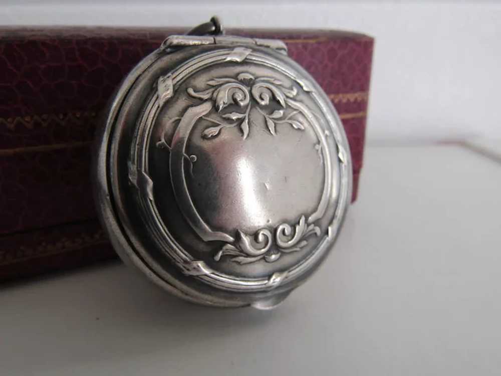 Art Nouveau Silver Powder Box Pendant, Antique Ju… - image 5