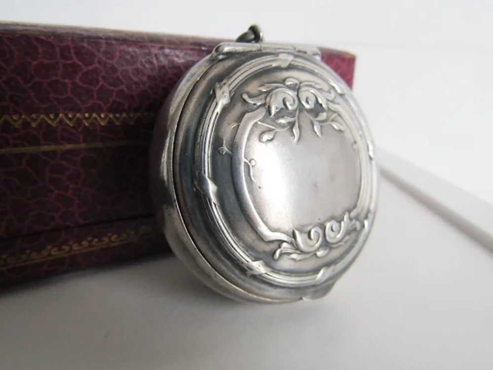 Art Nouveau Silver Powder Box Pendant, Antique Ju… - image 6