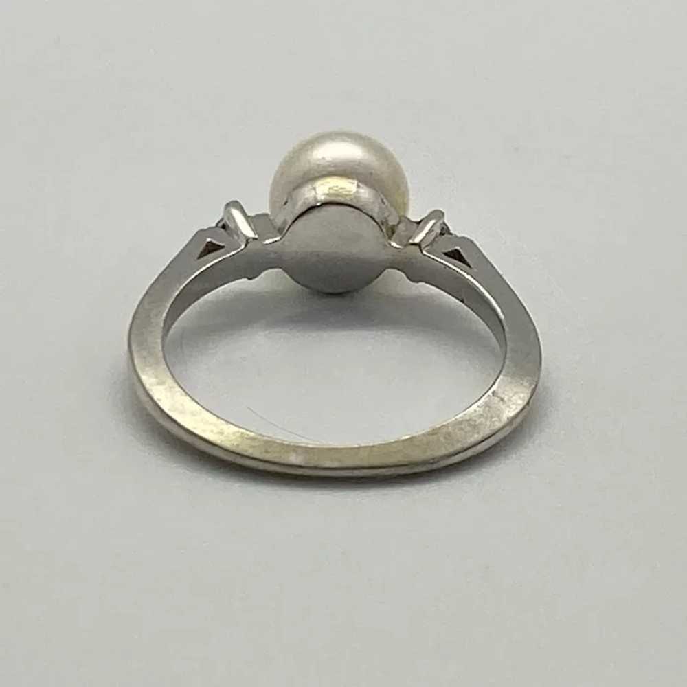 Classic 7 mm Cultured Pearl and Diamond Ring 14K … - image 7