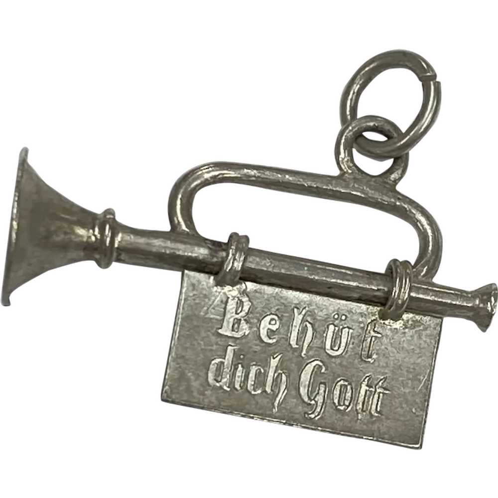 German Trumpet Charm, God Save You, Sterling Silv… - image 1