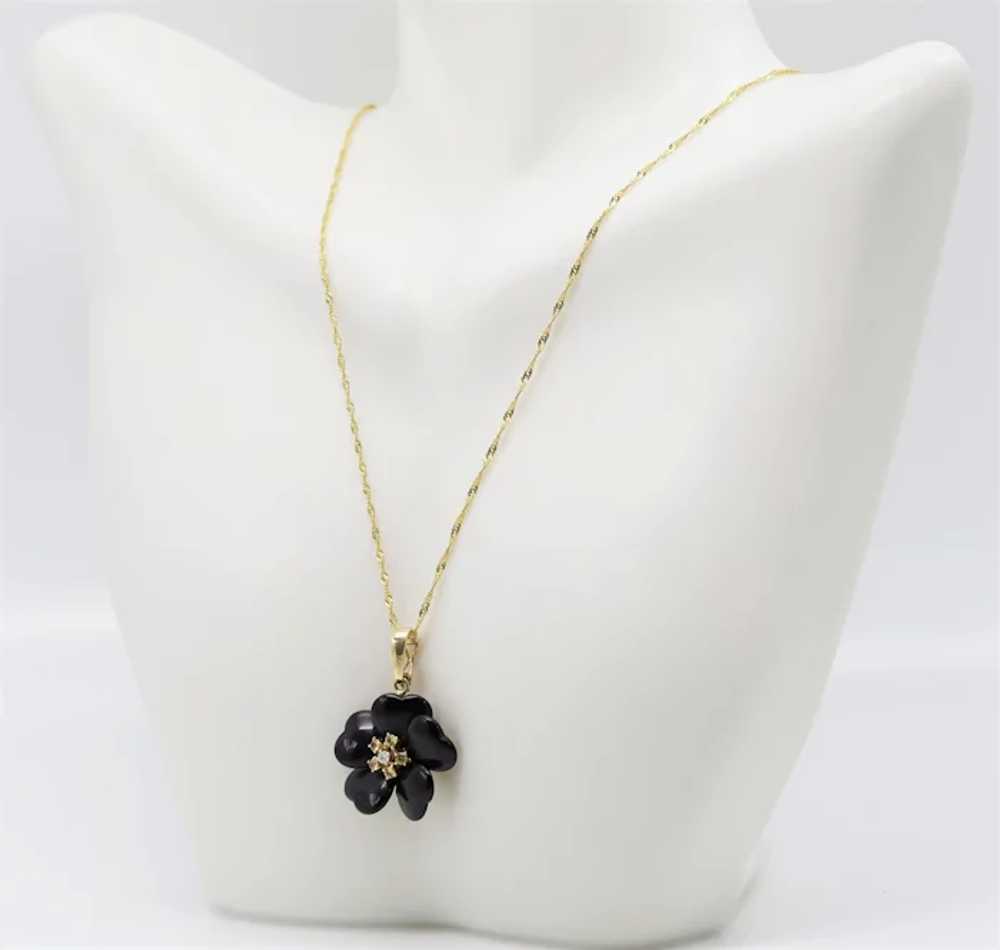 Vintage 14k Yellow Gold Black Onyx Diamond & Citr… - image 3