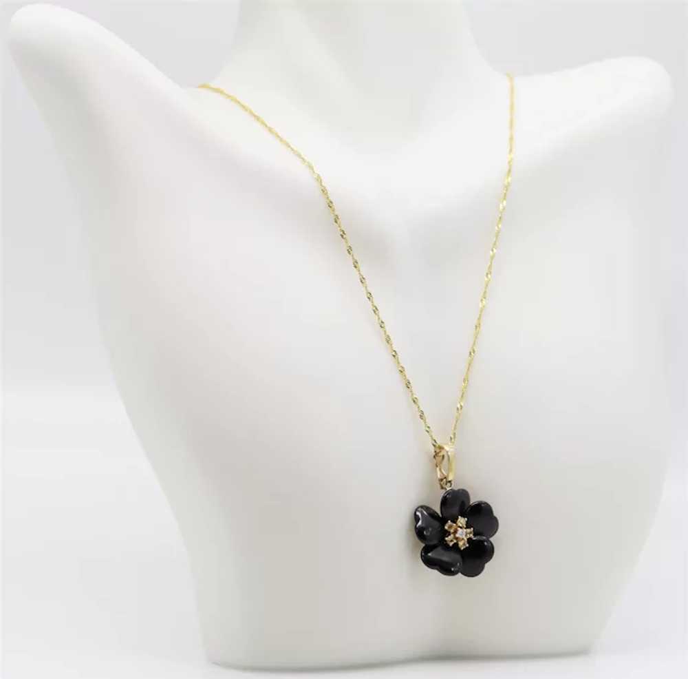 Vintage 14k Yellow Gold Black Onyx Diamond & Citr… - image 4