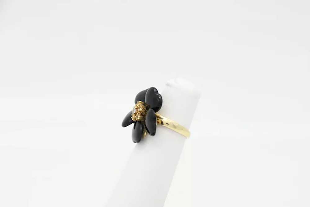 Vintage 14k Yellow Gold Black Onyx Diamond & Citr… - image 6