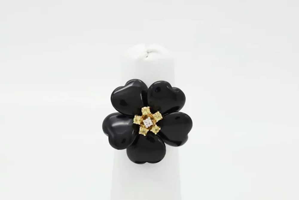 Vintage 14k Yellow Gold Black Onyx Diamond & Citr… - image 9