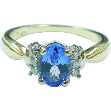 Vibrant .97ctw Tanzanite & Diamond Ring 14K Two To