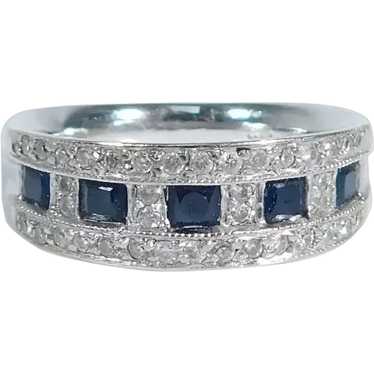 Beautiful .95ctw Sapphire & Diamond Band Ring 14K 