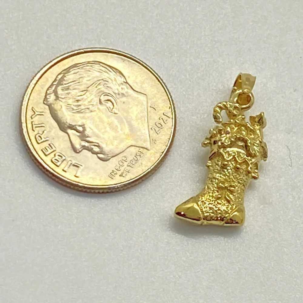 Filled Christmas Stocking Vintage Charm 14K Gold … - image 2