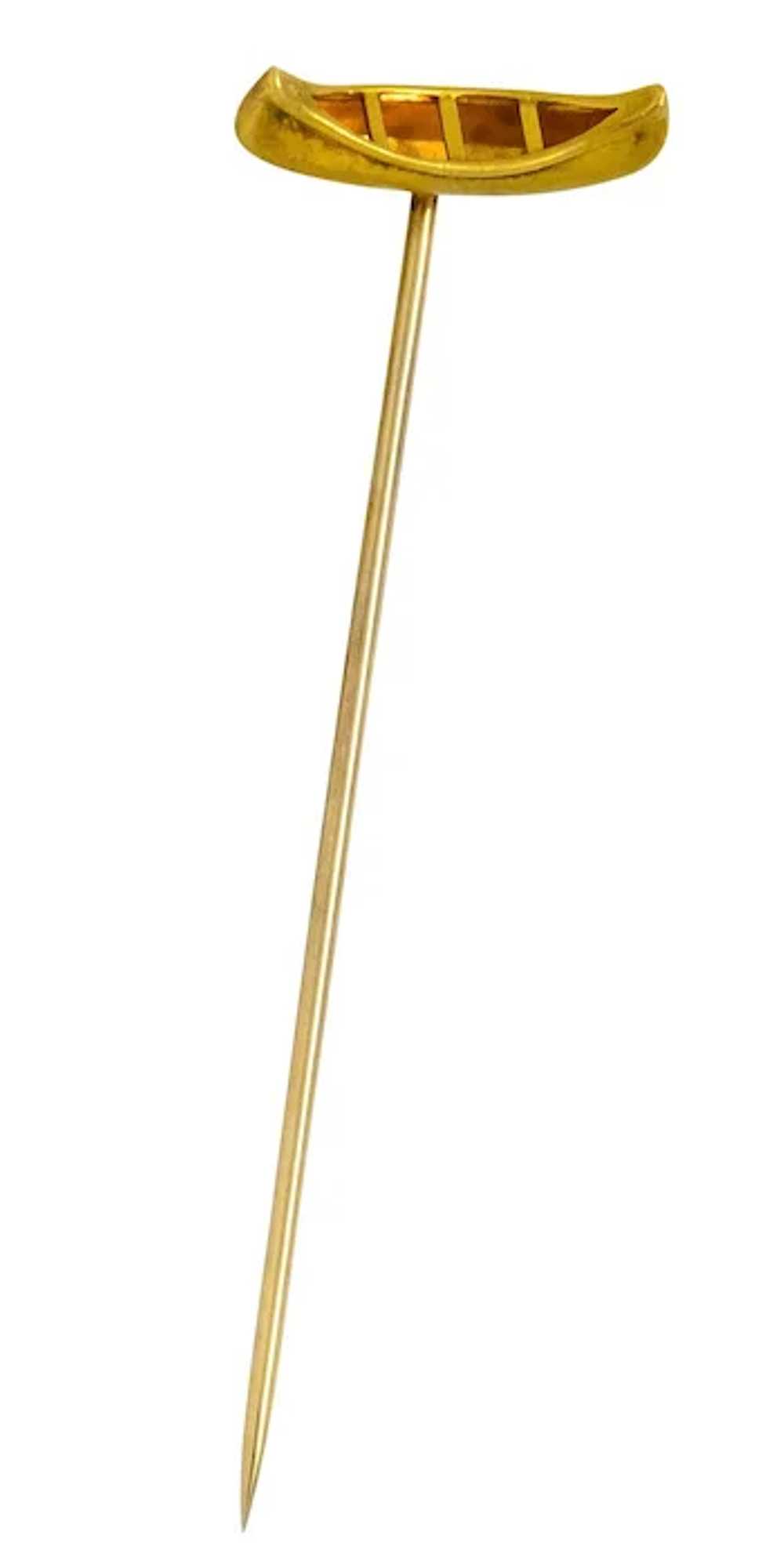 Carter Gough & Co. 14 Karat Gold Canoe Stickpin - image 2