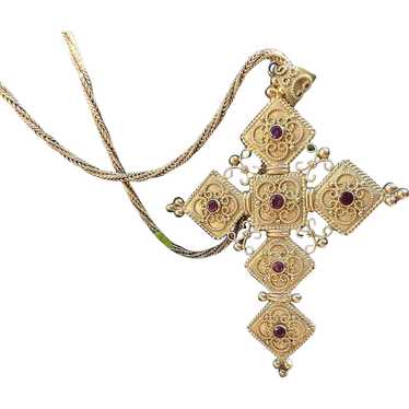 A Marvellous Vintage 18K Gold Ruby, Diamond & Pearl Bow Necklace