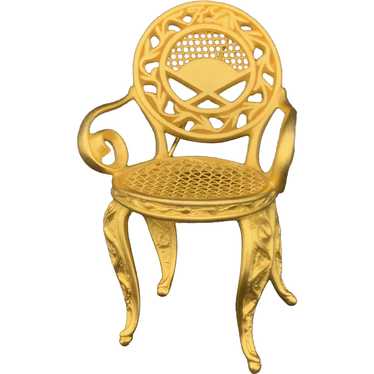 Karl Lagerfeld Chair Brooch Oversize Gold Tone Roc