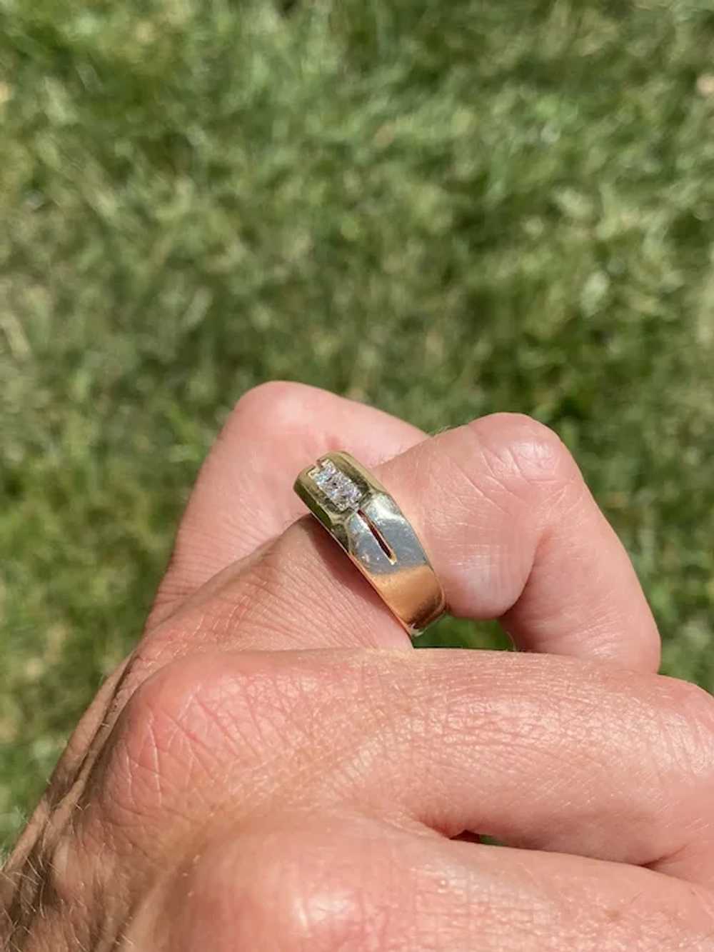 Men's 14K Yellow Gold Diamond Engagement Ring - image 9