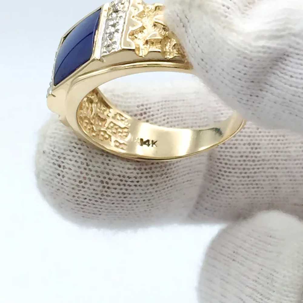 14K Men's Star Sapphire & Diamond Ring - image 5
