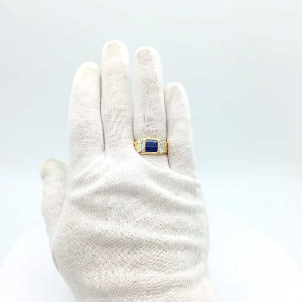 14K Men's Star Sapphire & Diamond Ring - image 6