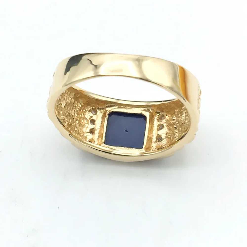 14K Men's Star Sapphire & Diamond Ring - image 8