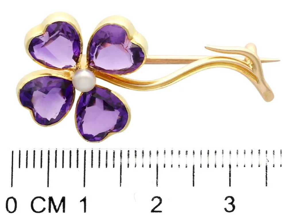 Antique 4.25ct Amethyst and Pearl, 15 ct Yellow G… - image 7