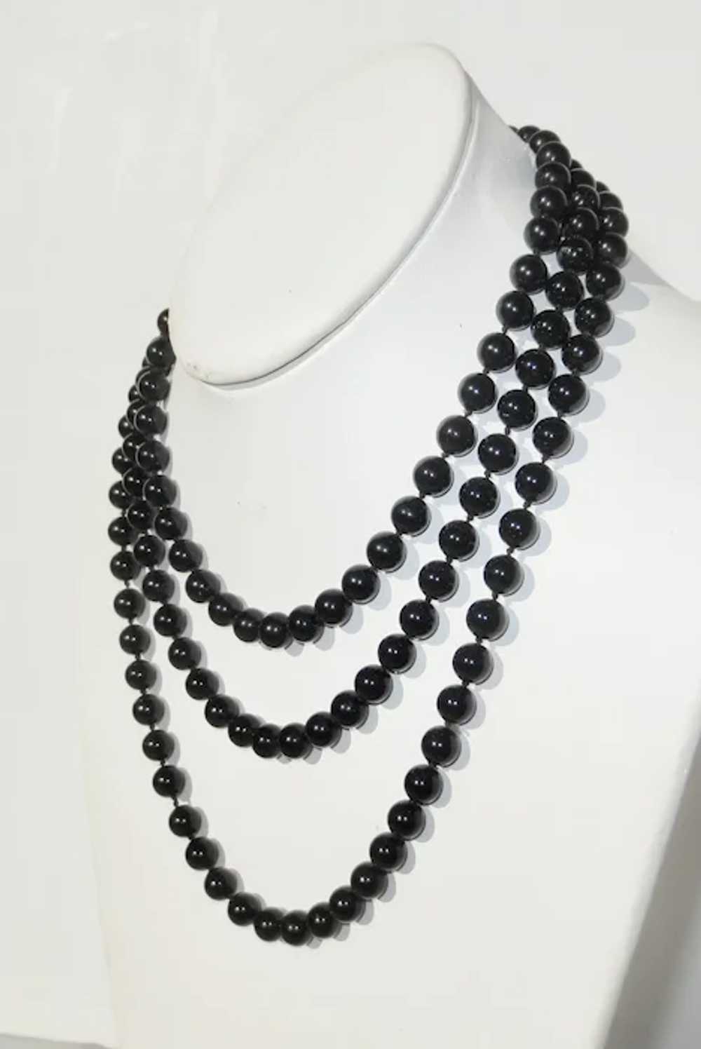 Vintage Black Onyx Necklace 54" long - image 2