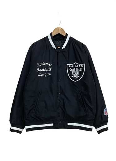 GU × NFL Raiders big logo varsity jacket