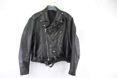 Easyriders Leather Motorcycle Jacket XL Belted Moto Armor Vintage 90s Worn  Black