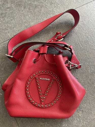 62900 auth VALENTINO red leather VRING LARGE Tote Bag
