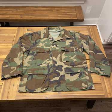 Vintage Army Jacket, Camo Shirt Jacket, XS Men