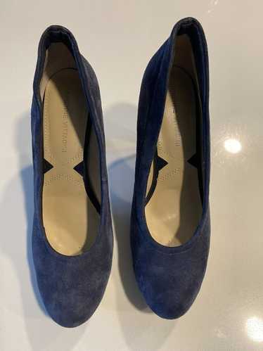 Designer Adrienne Vittadini Blue Suede Heels