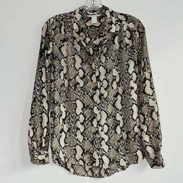 H&M Womens Python Snake Print Button Up Collared … - image 1
