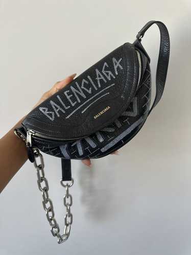 Balenciaga Graffiti Explore Leather Belt Bag 529550 Black Pony