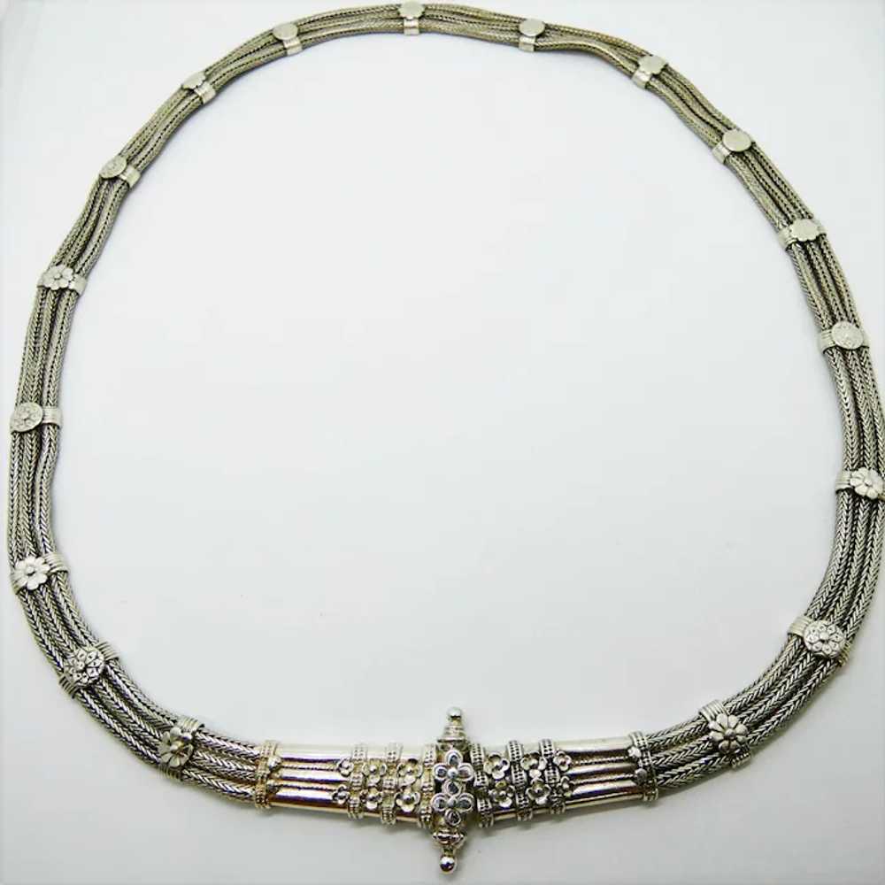 Vintage Sterling Silver Woven Chain Belt 32" - image 2
