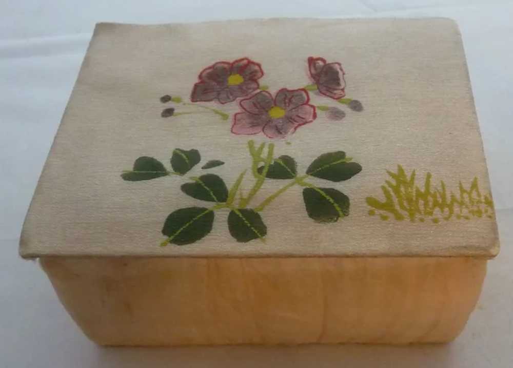 Vintage Silk Floral Box with Boy's or Doll’s Blue… - image 7