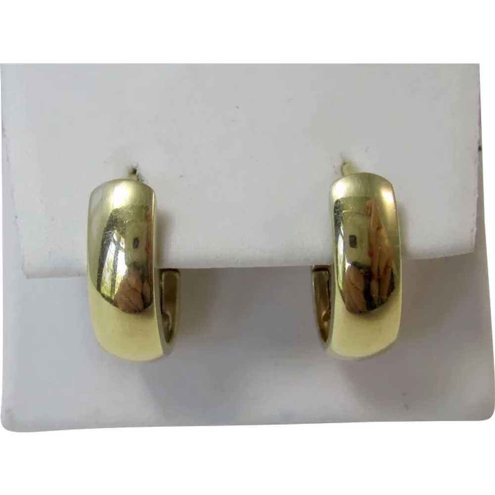 Vintage Estate Huggie Earrings 14K Gold - image 1