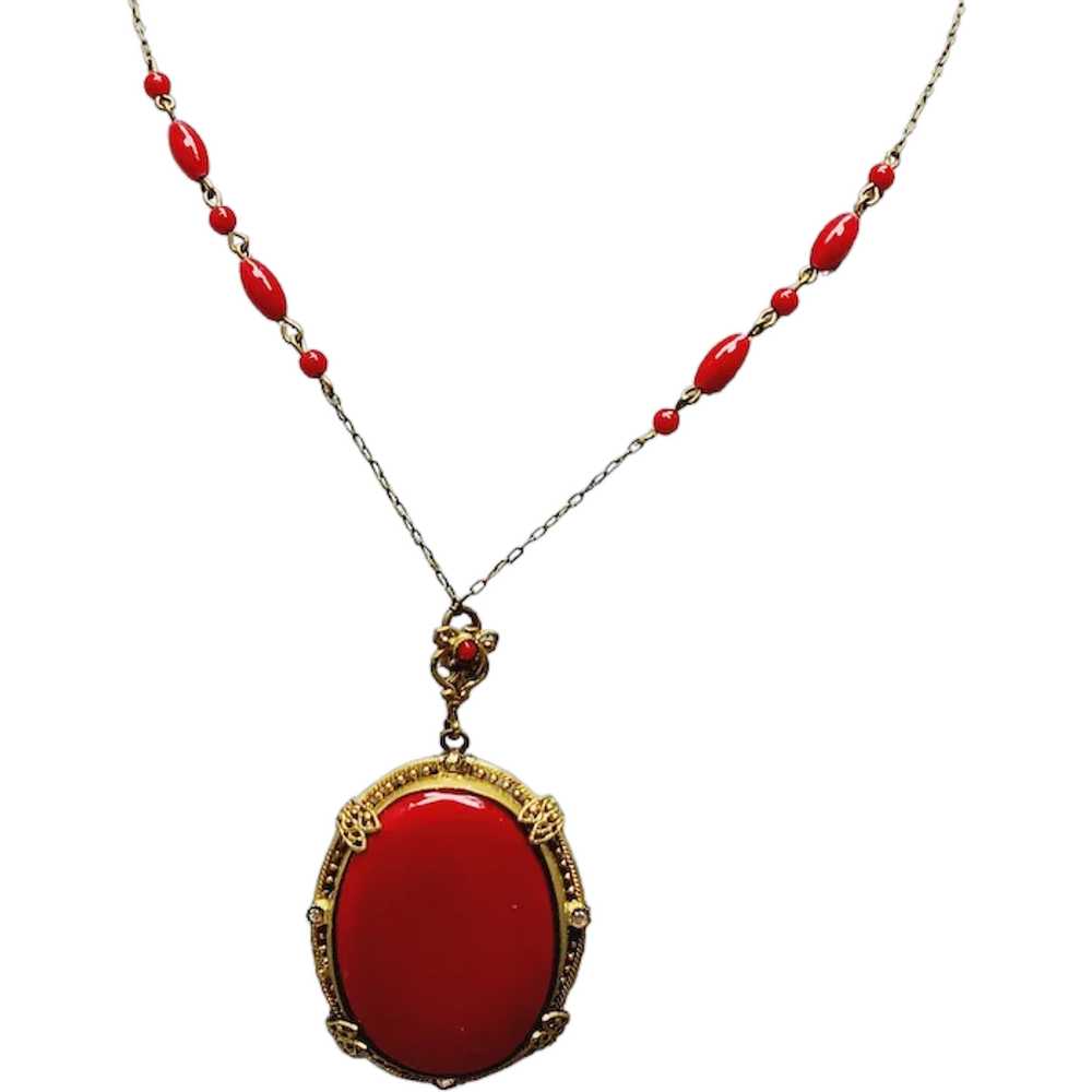 Vintage Czech Glass Pendant Necklace [A1074] - image 1