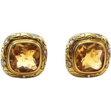 1980s Seidengang Citrine 18 Karat Gold Ear Clips