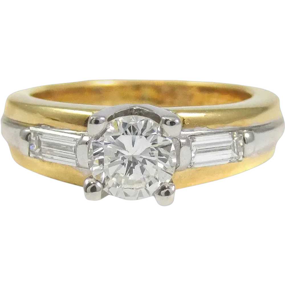 Platinum and 18 Karat Gold Solitaire Engagement R… - image 1