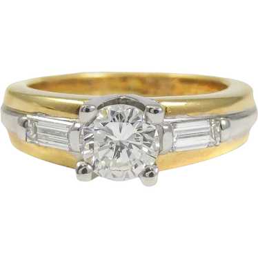 Platinum and 18 Karat Gold Solitaire Engagement R… - image 1